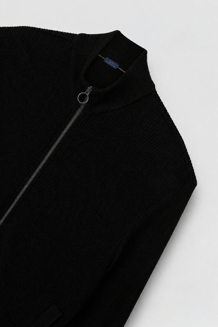 Paul &amp; Shark Tech Wool 拉链开衫，黑色 – 细节图