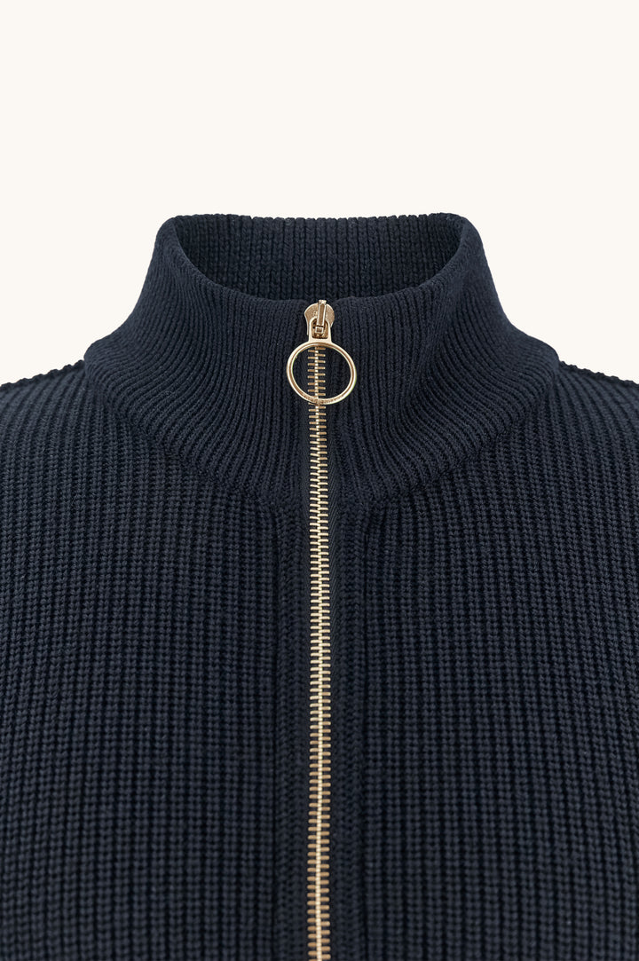 Paul &amp; Shark Tech-Wool Strickjacke mit Reißverschluss: Navy – Detailansicht