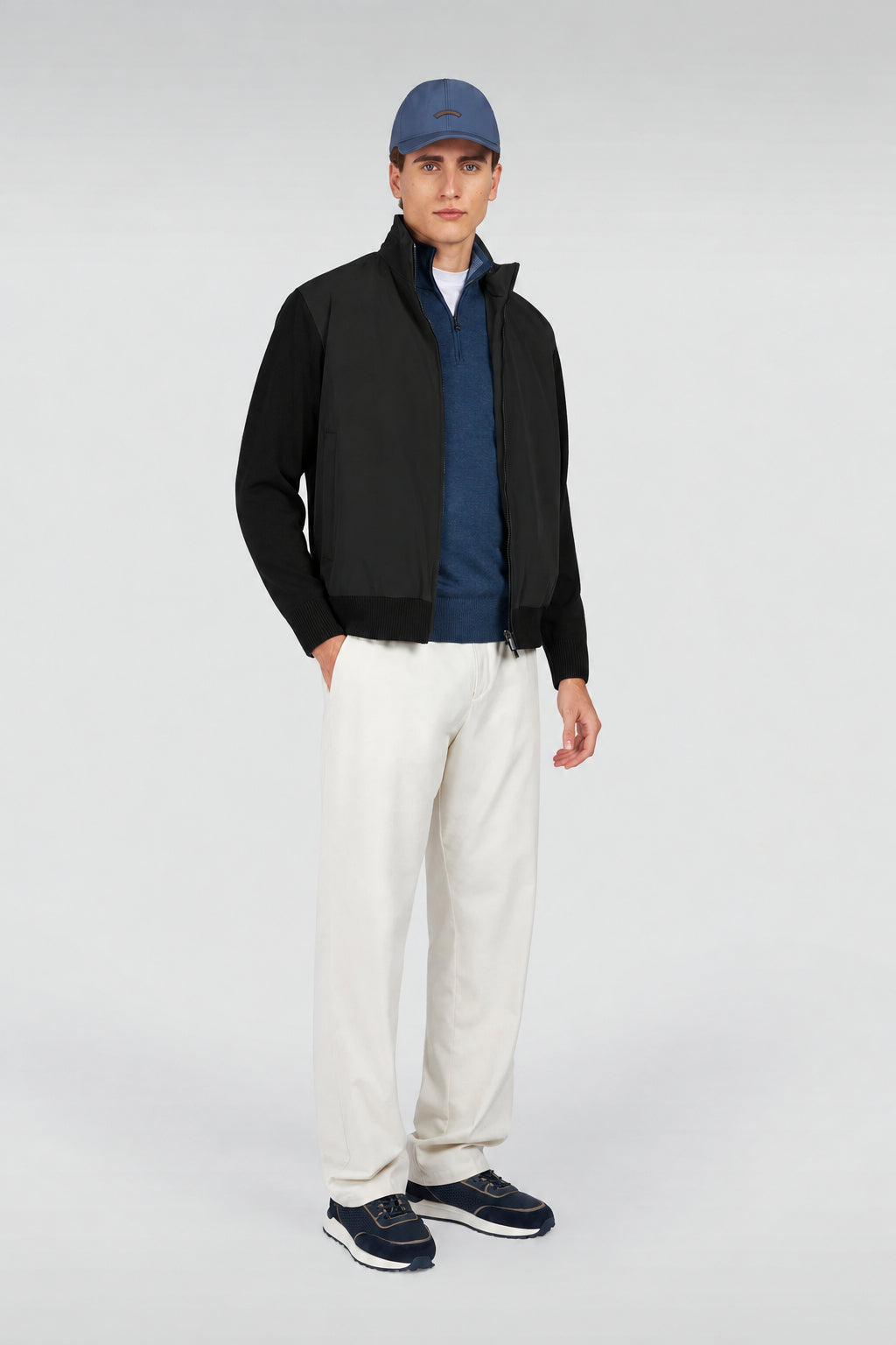 Paul &amp; Shark Cardigan ibrido uomo in lana e Typhoon® | Nero – immagine del prodotto 05
