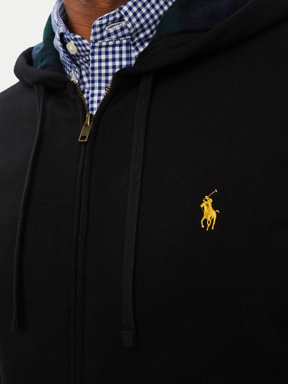 Ralph Lauren Sweat à capuche zippé en double maille | Noir/Or – vue du produit 02