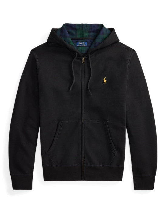 Ralph Lauren Sweat à capuche zippé en double maille | Noir/Or – vue du produit 03
