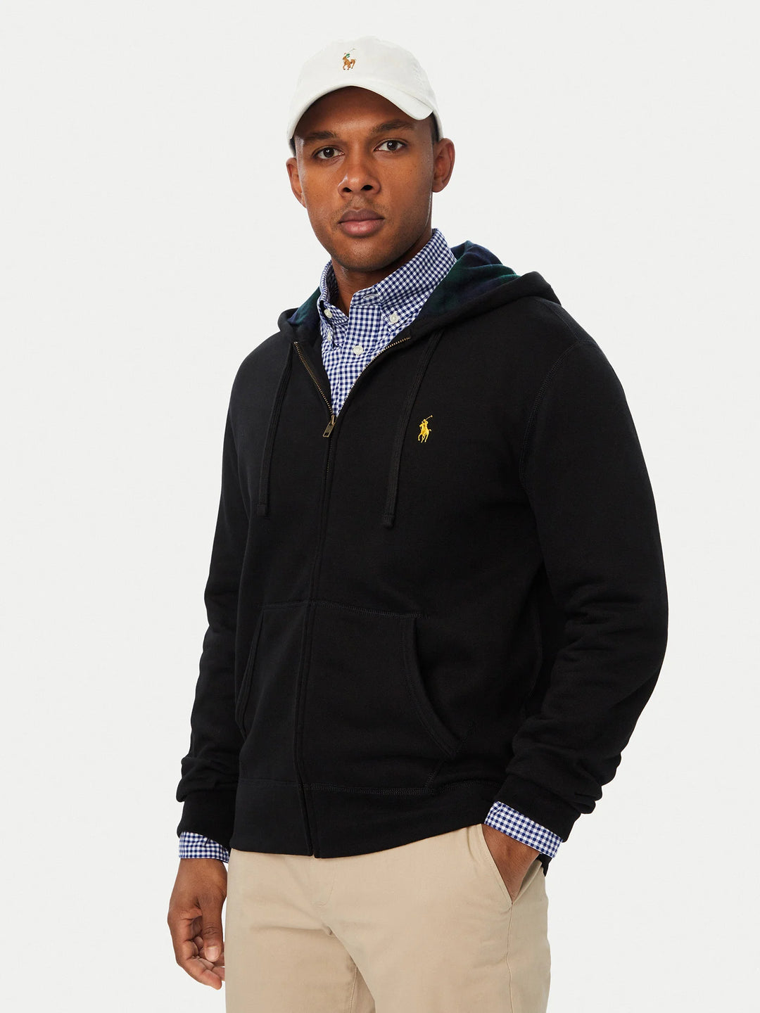 Ralph Lauren Sweat à capuche zippé en double maille | Noir/Or – vue du produit 08