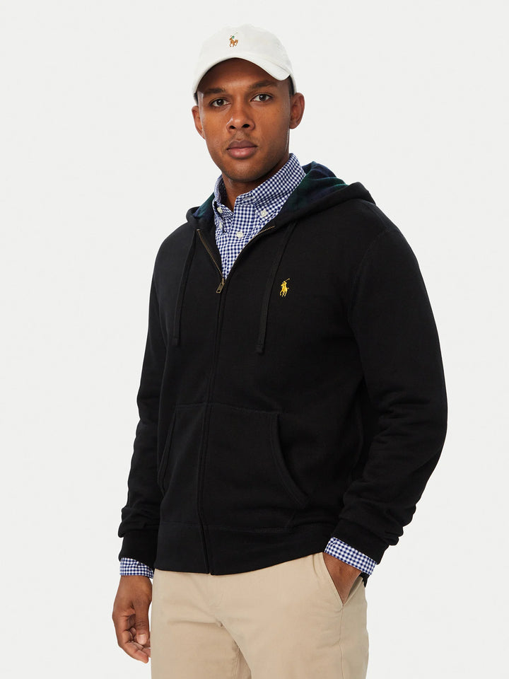 Ralph Lauren Sweat à capuche zippé en double maille | Noir/Or – vue du produit 08
