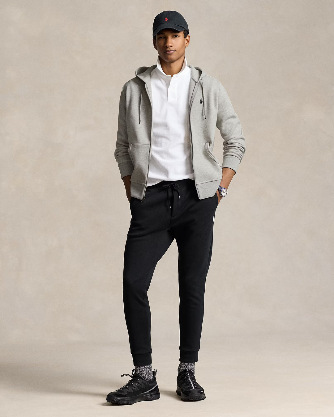 Ralph Lauren Double-Knit Full-Zip Hoodie in Grey – product view 05
