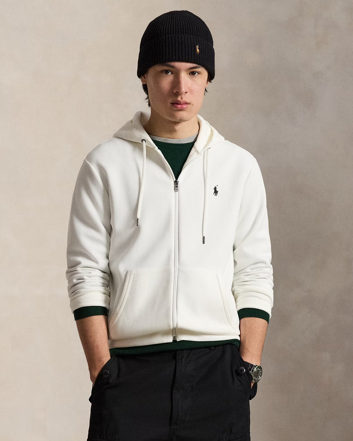 Ralph Lauren Felpa con cappuccio e zip in doppia maglia | Bianco – vista prodotto 01