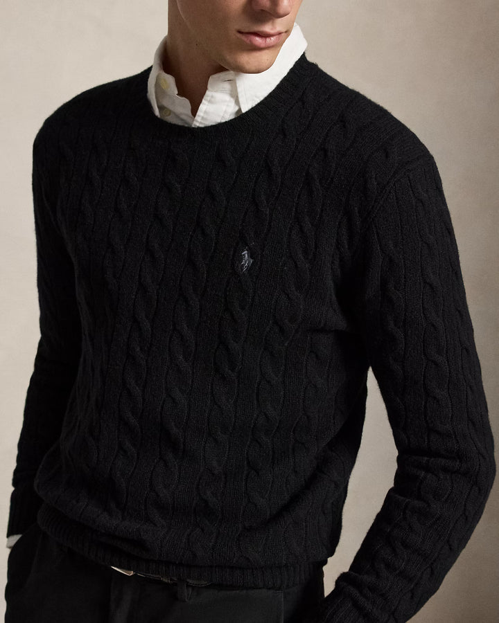 Ralph Lauren Pull torsadé en laine et cachemire | Noir – vue du produit 03