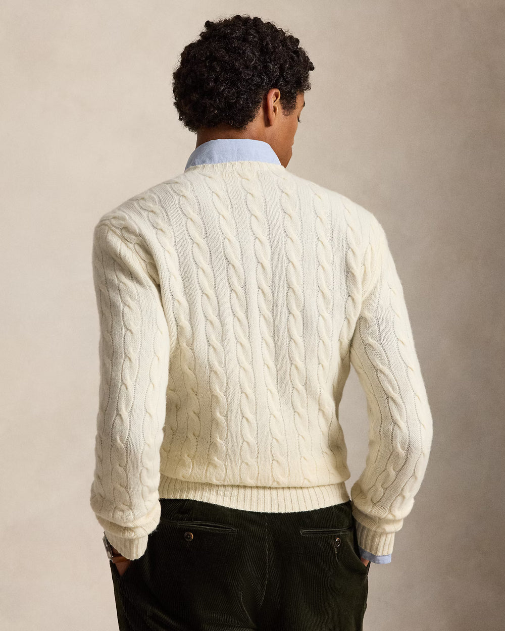 Ralph Lauren Pull torsadé en laine et cachemire | Écru – vue du produit 02