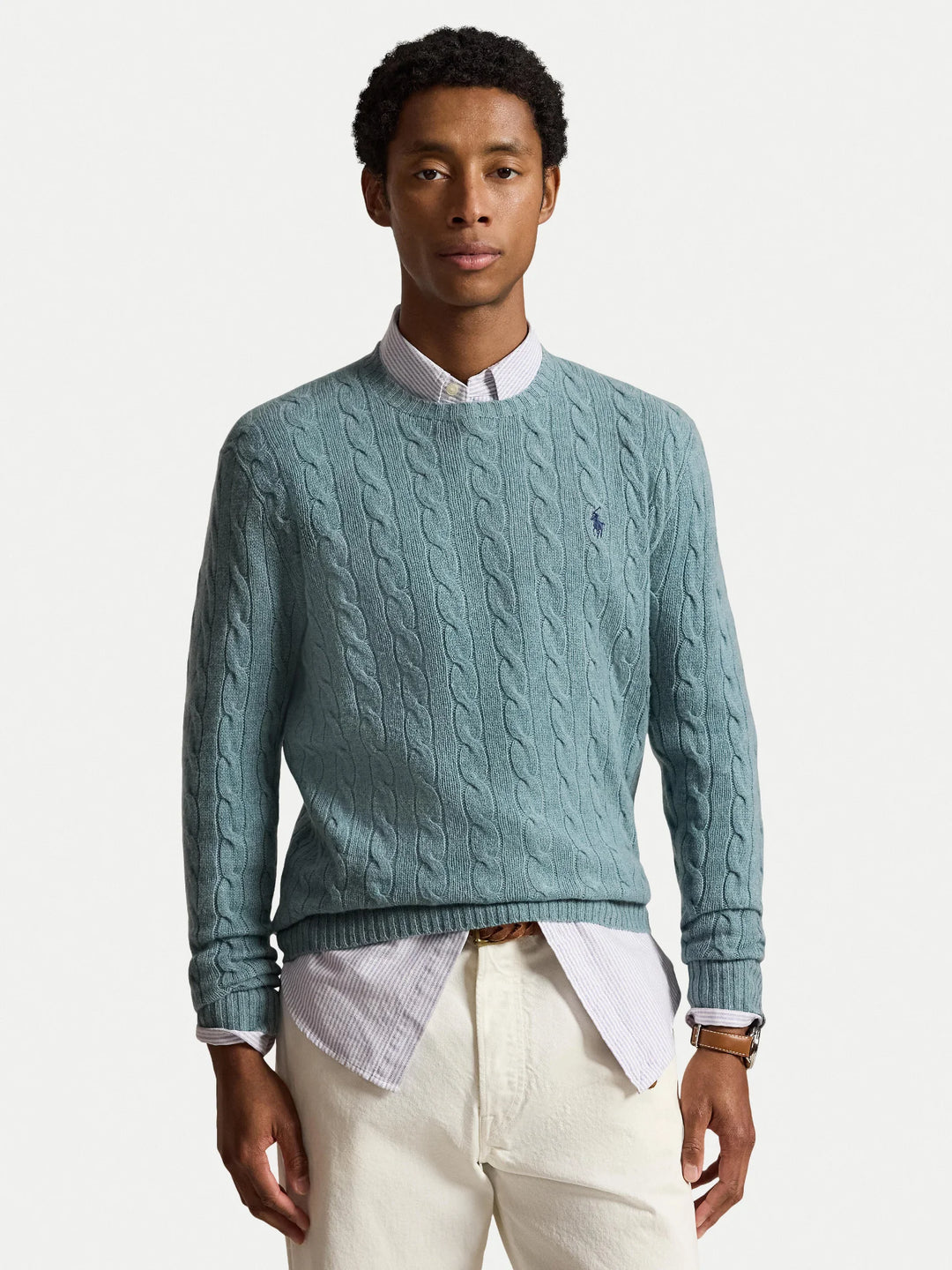Ralph Lauren Pull torsadé en laine et cachemire | Turquoise – vue du produit 01