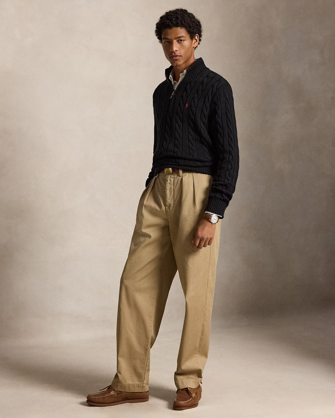 Ralph Lauren Βαμβακερό Πλεκτό με Πλεξούδες και Φερμουάρ 1/4 | Μαύρο – όψη προϊόντος 05