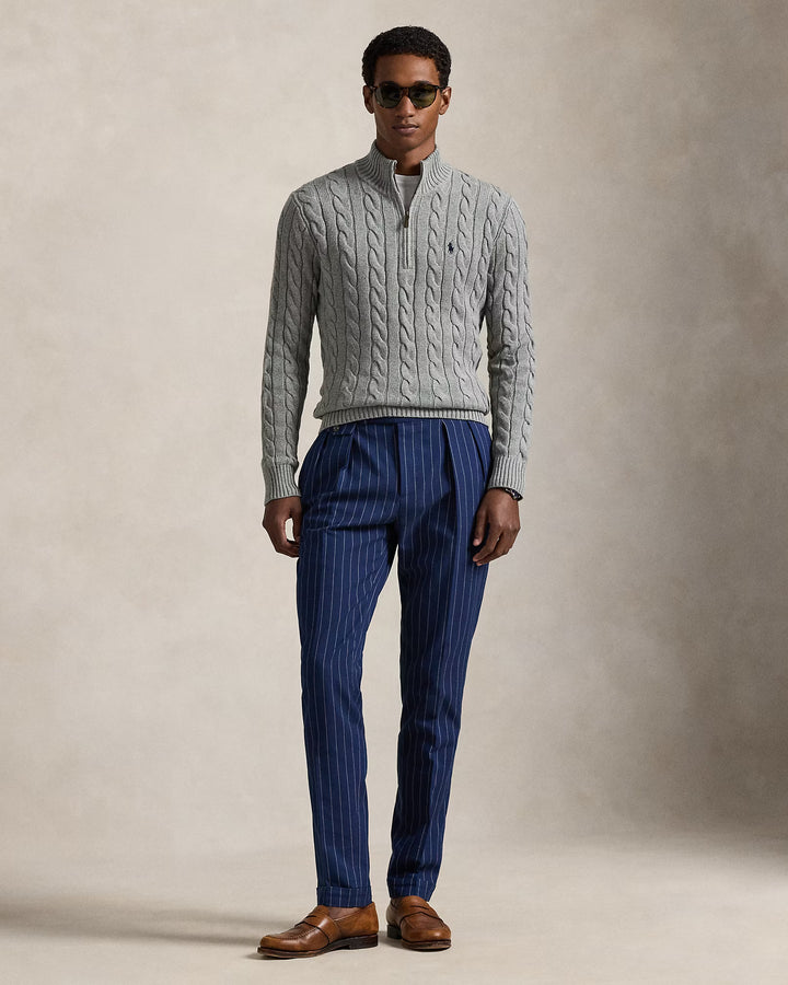 Ralph Lauren Pull torsadé en coton à col zippé | Gris – vue du produit 05