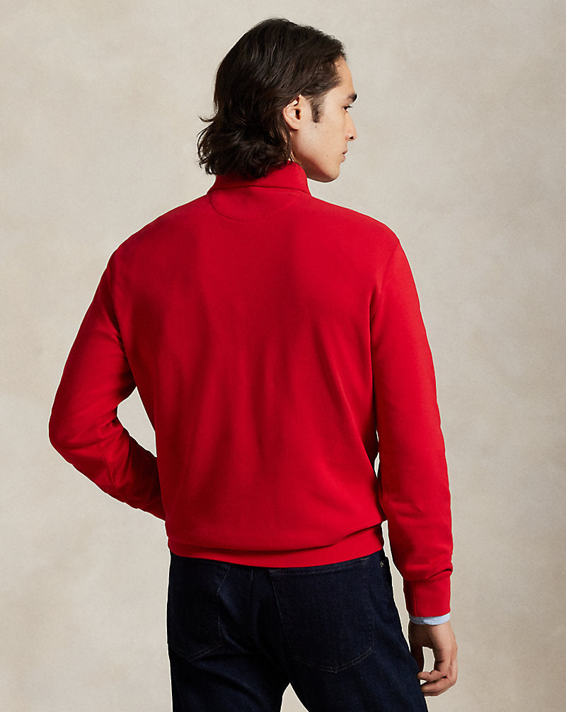 Ralph Lauren Luxury Jersey Quarter-Zip Pullover in RL 2000 Red, view 4