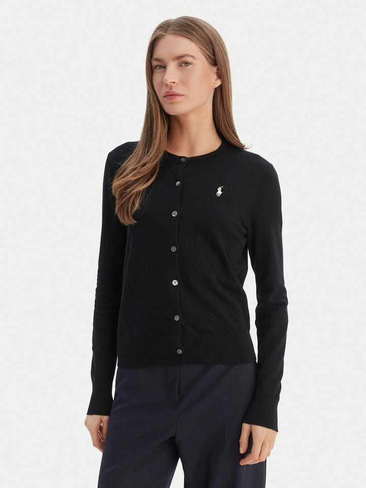 Ralph Lauren Slim Fit Baumwollmix Strickjacke: Schwarz