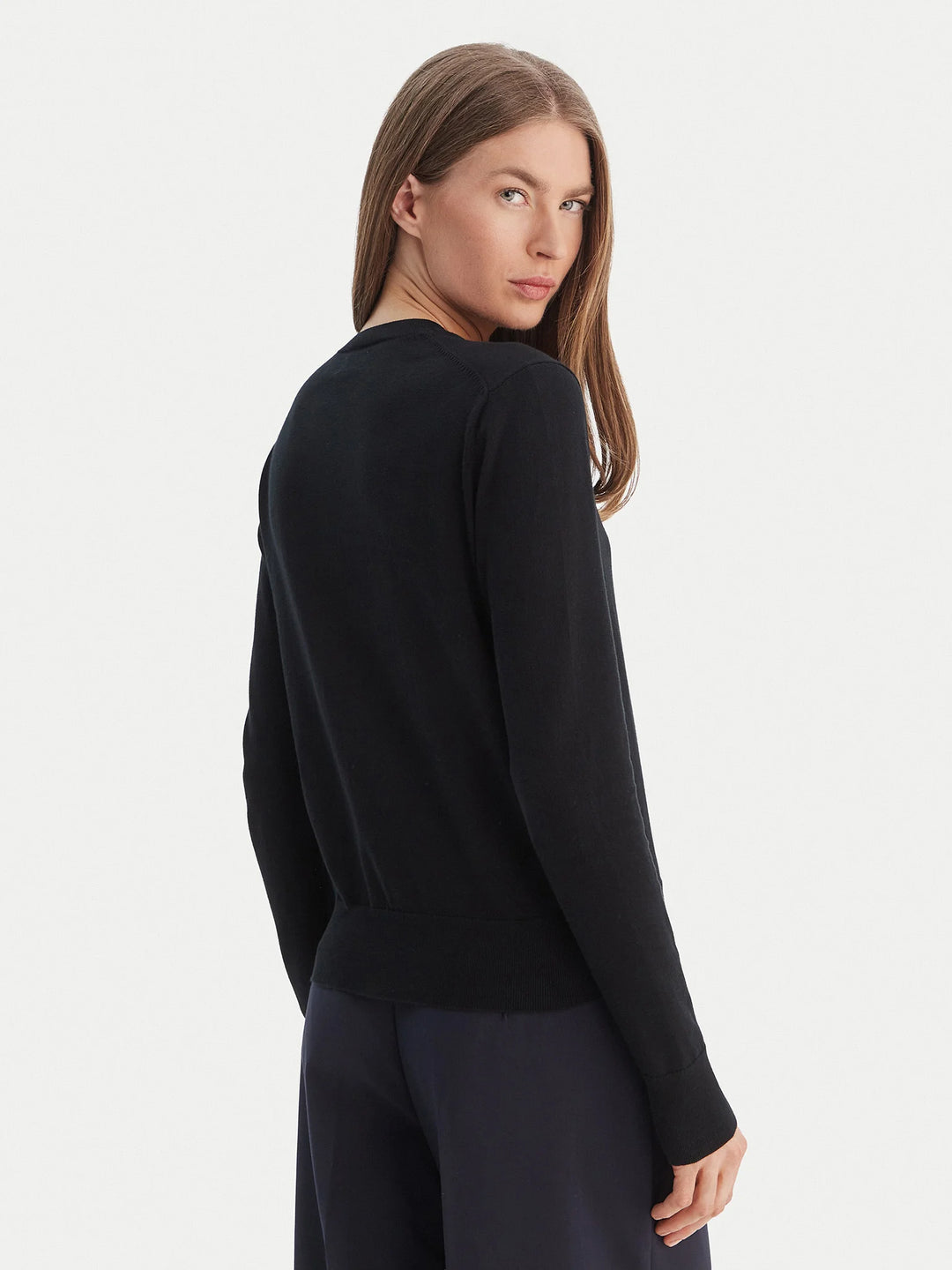 Ralph Lauren Slim Fit Baumwollmix Strickjacke: Schwarz – alternative Ansicht
