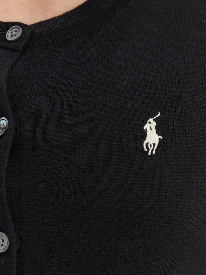 Ralph Lauren Slim Fit Baumwollmix Strickjacke: Schwarz – alternative Ansicht