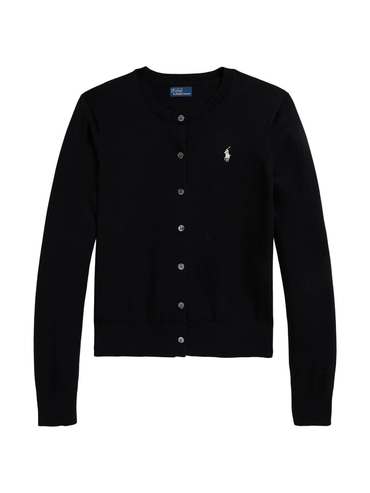 Ralph Lauren Slim Fit Baumwollmix Strickjacke: Schwarz – alternative Ansicht