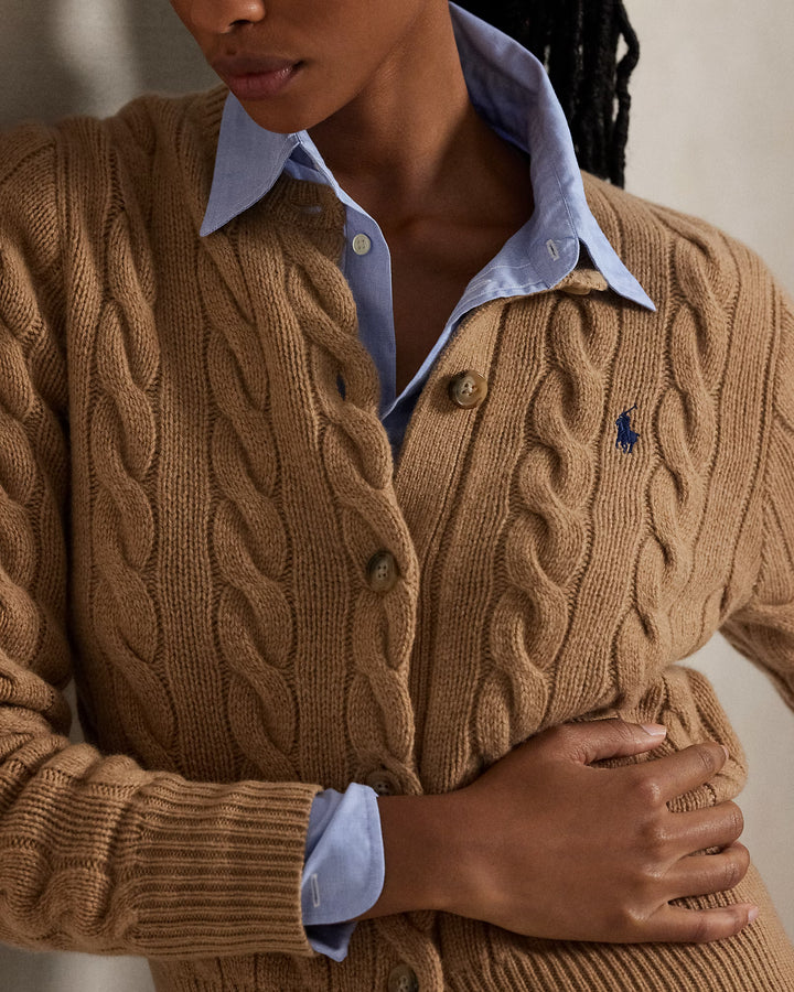 Ralph Lauren Ζακέτα Μαλλί-Κασμίρ με Πλεξούδες: Camel – εναλλακτική όψη