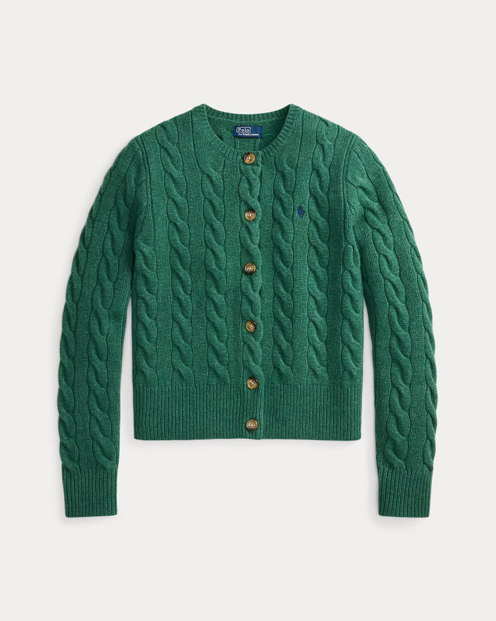 Ralph Lauren Cárdigan de mujer de lana y cachemira con ochos | Verde trébol – imagen del producto 03