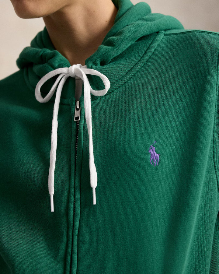 Ralph Lauren Felpa donna con cappuccio e zip integrale | Verde Bush – immagine del prodotto 05