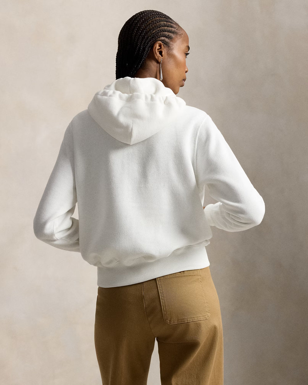 Ralph Lauren Damen-Kapuzenjacke aus Sweatstoff mit durchgehendem Reißverschluss: Weiß – alternative Ansicht