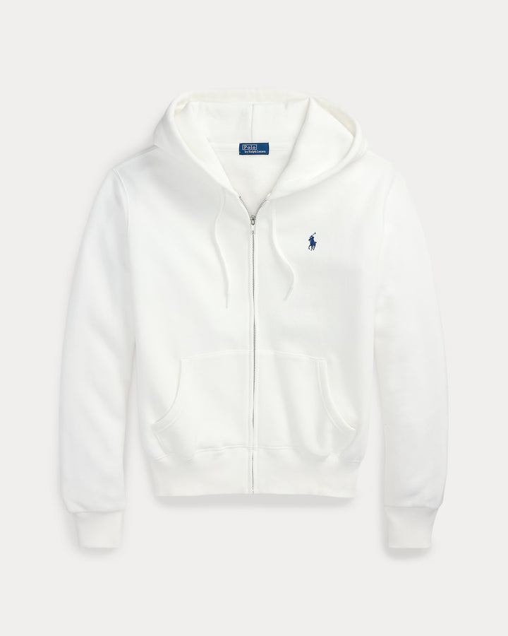 Ralph Lauren Damen-Kapuzenjacke aus Sweatstoff mit durchgehendem Reißverschluss: Weiß – Lifestyle-Aufnahme
