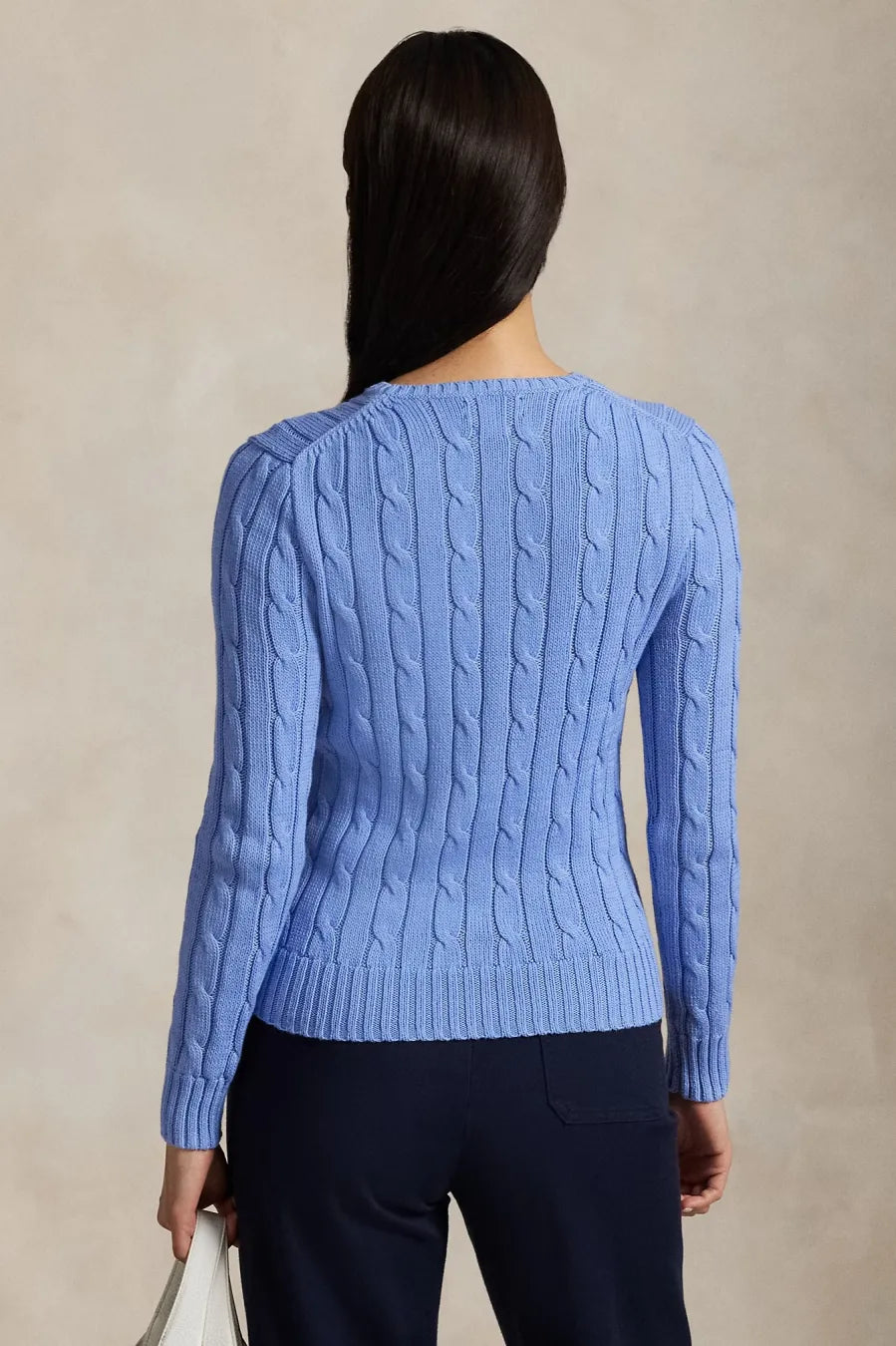 Ralph Lauren كنزة صوف وكشمير محبوكة بضفائر: Litchfield Blue – عرض بديل