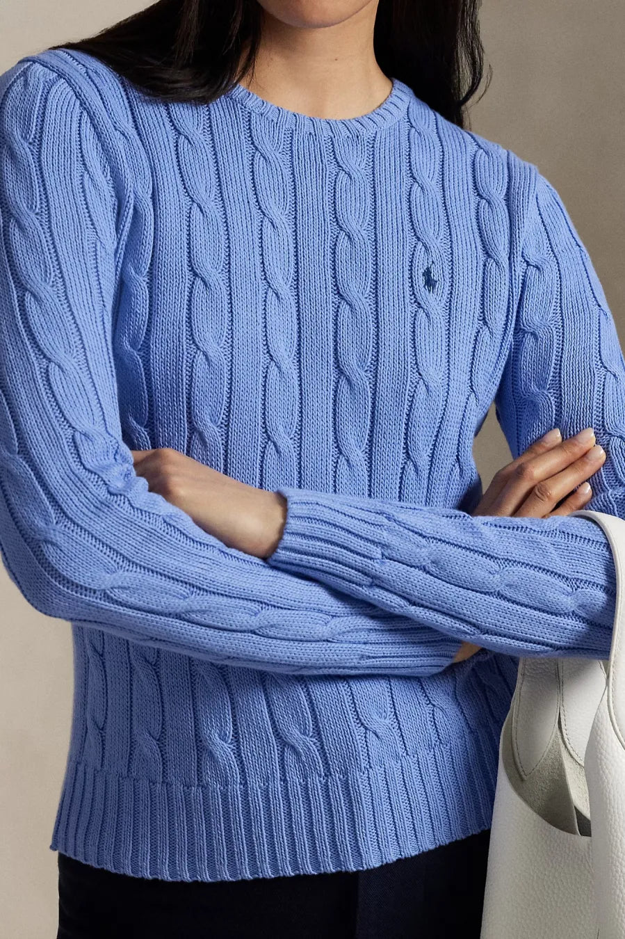 Ralph Lauren كنزة صوف وكشمير محبوكة بضفائر: Litchfield Blue – عرض بديل