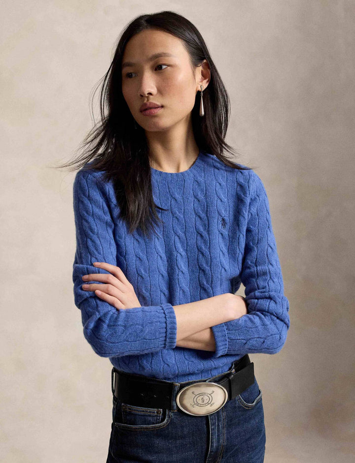 Ralph Lauren Pullover donna a trecce in lana e cashmere | Blu Nimes – immagine del prodotto 01