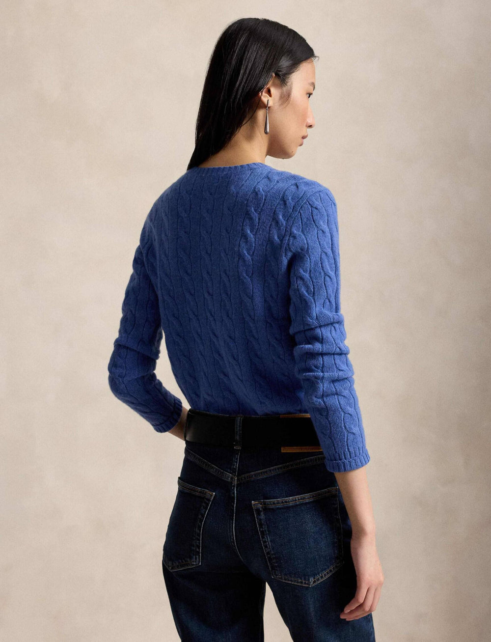 Ralph Lauren Pullover donna a trecce in lana e cashmere | Blu Nimes – immagine del prodotto 02