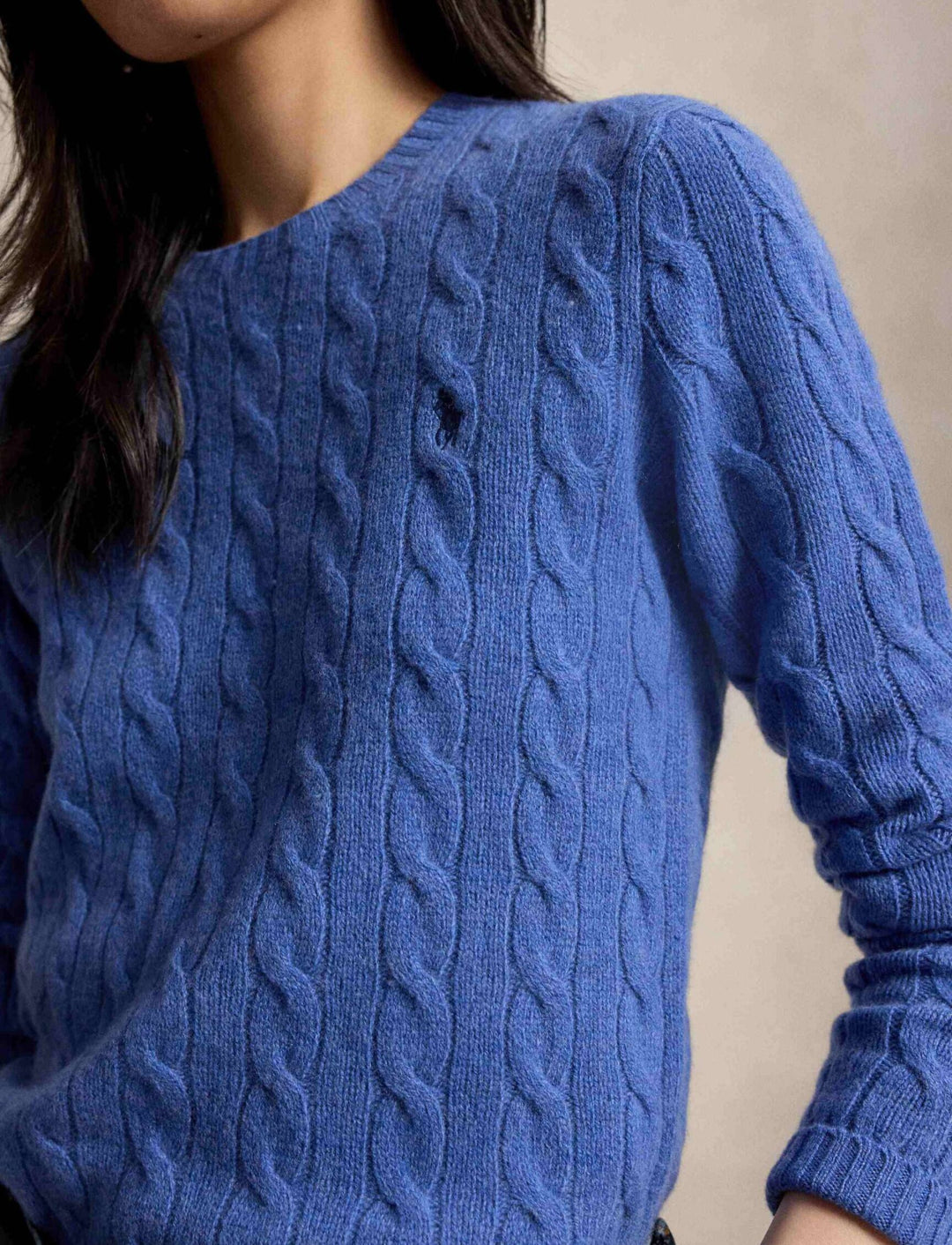 Ralph Lauren Pullover donna a trecce in lana e cashmere | Blu Nimes – immagine del prodotto 04