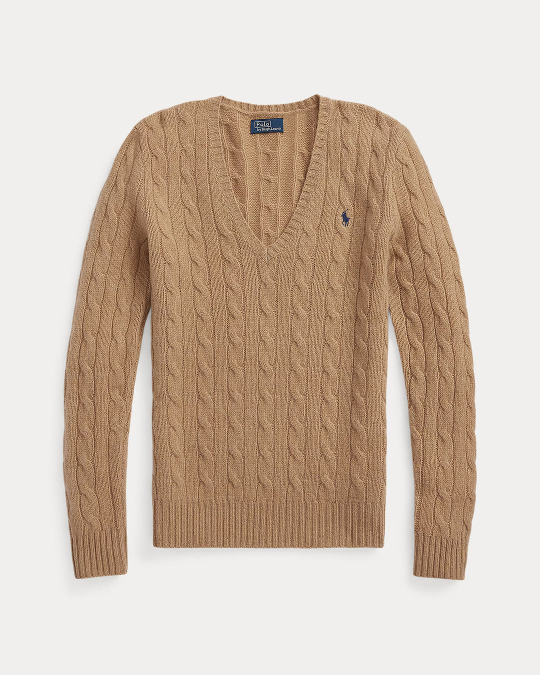 Ralph Lauren كنزة V-Neck Wool-Cashmere: Camel – صورة في سياق الاستخدام