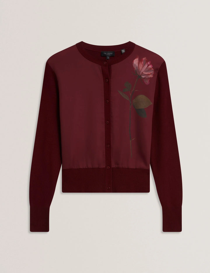 Ted Baker Nolya Cárdigan con Frontal Tejido Floral | Burdeos – vista alternativa 4