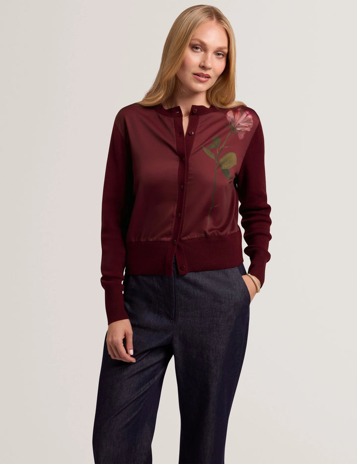 Ted Baker Nolya Cárdigan con Frontal Tejido Floral | Burdeos – vista alternativa 5