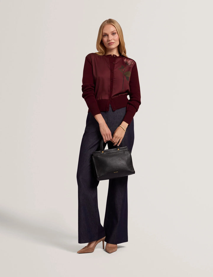 Ted Baker Nolya Cárdigan con Frontal Tejido Floral | Burdeos – vista alternativa 6