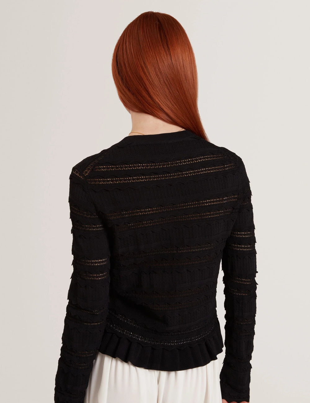 Ted Baker Avria Cardigan en Maille à Ourlet Volanté | Noir – vue alternative 2