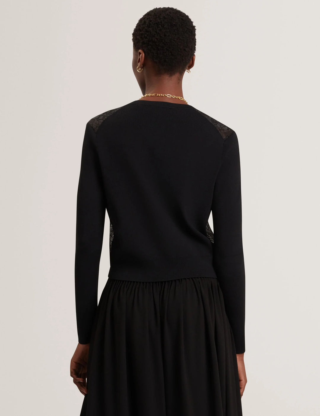 Ted Baker Voren Cárdigan de Punto con Frontal de Encaje | Negro – vista alternativa 2