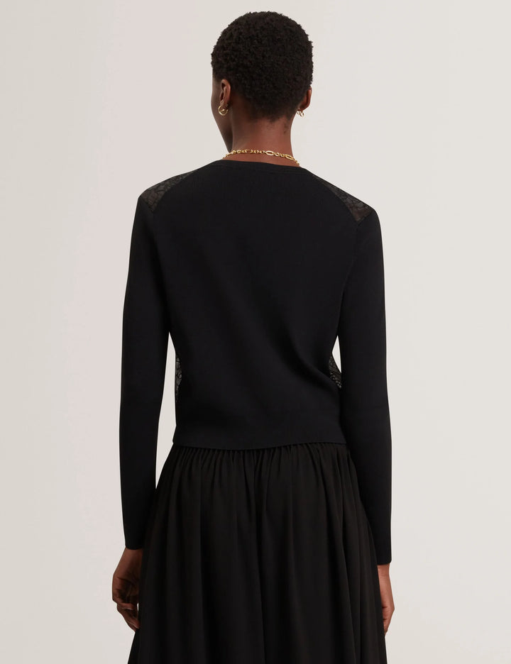 Ted Baker Voren Cárdigan de Punto con Frontal de Encaje | Negro – vista alternativa 2