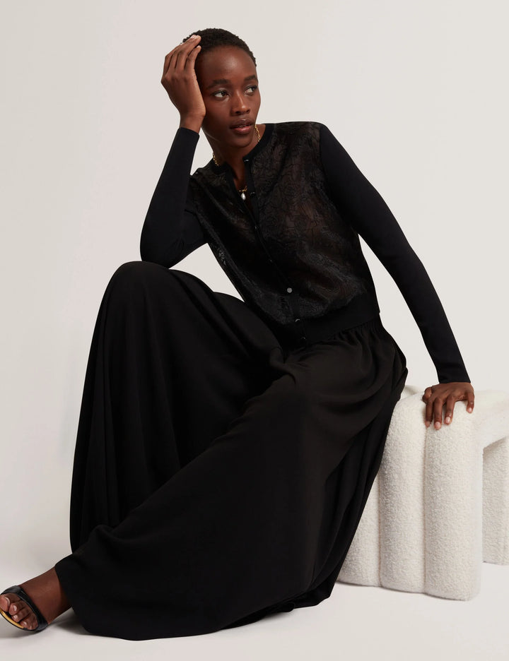 Ted Baker Voren Cárdigan de Punto con Frontal de Encaje | Negro – vista alternativa 4