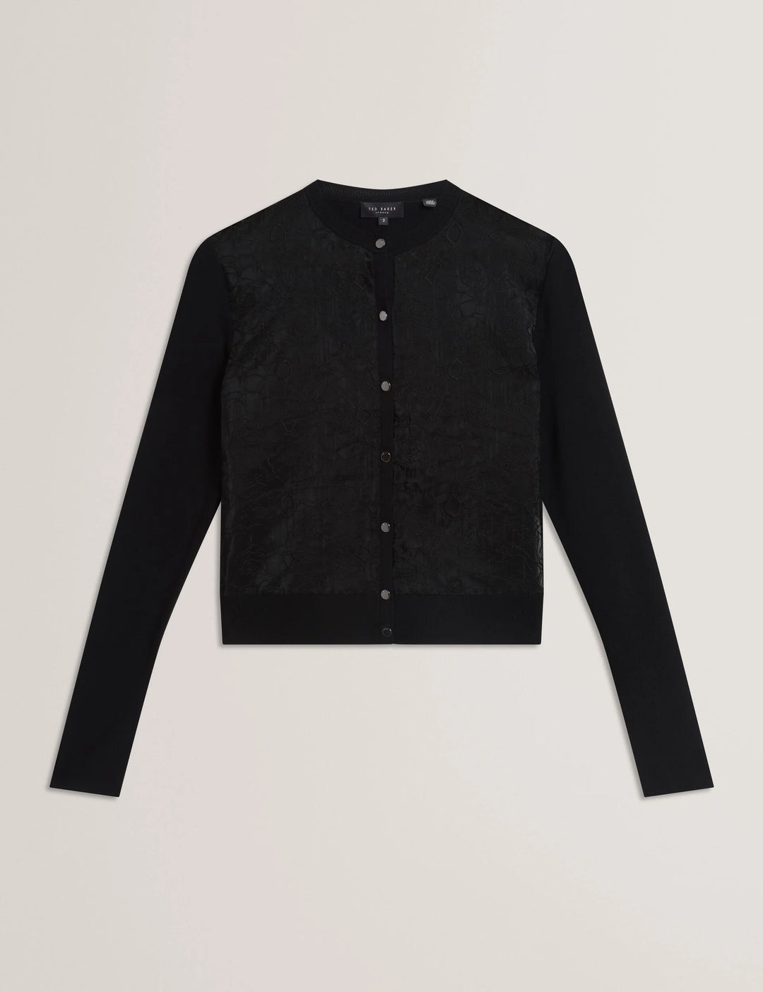 Ted Baker Voren Cárdigan de Punto con Frontal de Encaje | Negro – vista alternativa 5