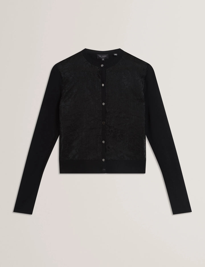 Ted Baker Voren Cárdigan de Punto con Frontal de Encaje | Negro – vista alternativa 5