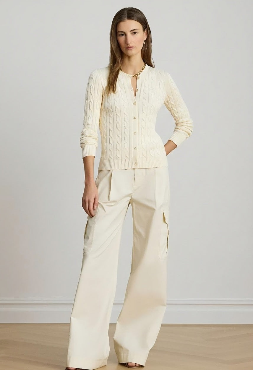 Lauren Ralph Lauren Ζακέτα από Μείγμα Βαμβακιού: Κρεμ – εναλλακτική όψη