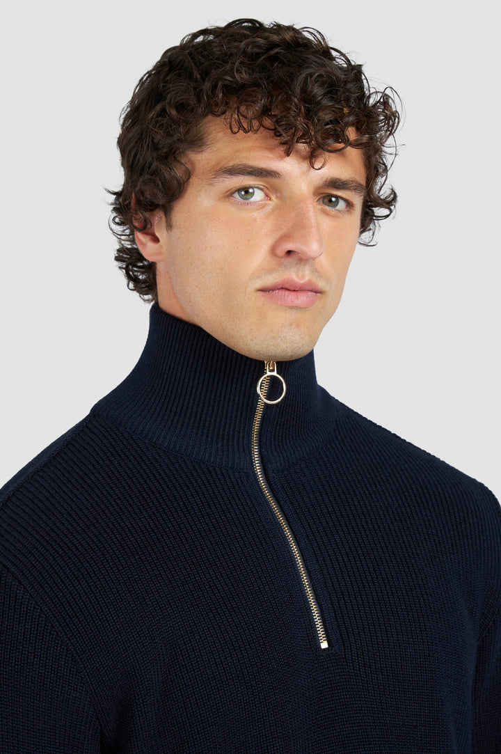 Paul &amp; Shark Tech-Wool Pullover mit Halbzip &amp; Shark Tag: Navy – alternative Ansicht
