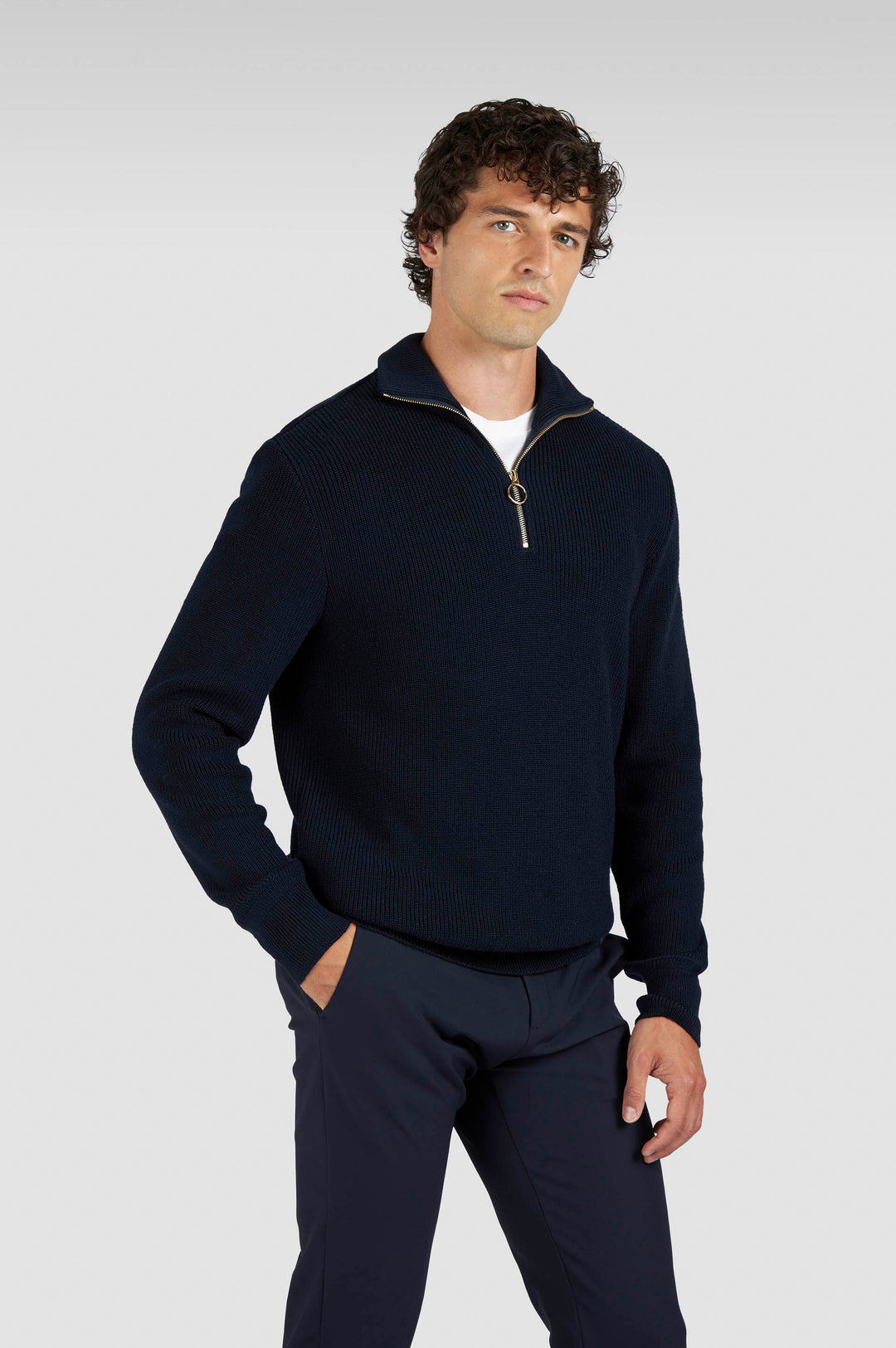 Paul &amp; Shark Tech-Wool Pullover mit Halbzip &amp; Shark Tag: Navy