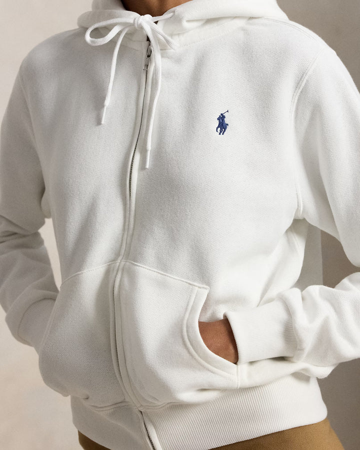 Ralph Lauren Γυναικείο Φλις Φούτερ με Κουκούλα και Φερμουάρ σε Όλο το Μήκος: Λευκό – εναλλακτική όψη