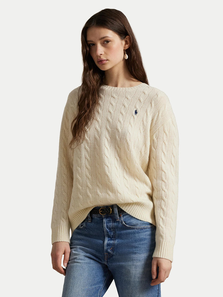 Ralph Lauren Pull Laine-Cachemire: Crème