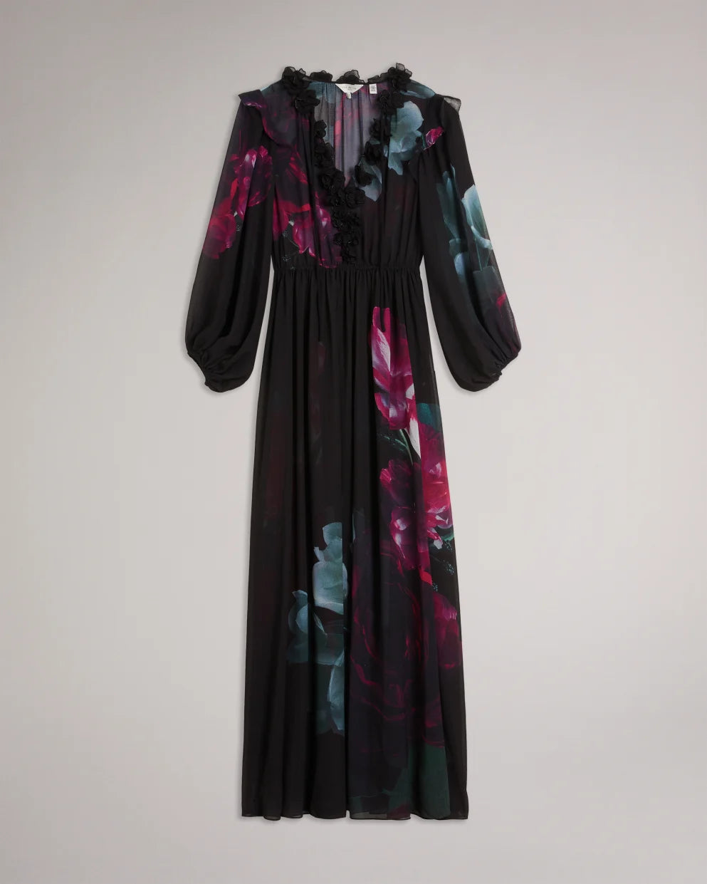 Ted Baker Gionnna Κεντημένο Μάξι Φόρεμα | Μαύρο