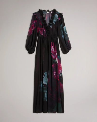 Ted Baker Gionnna Κεντημένο Μάξι Φόρεμα | Μαύρο