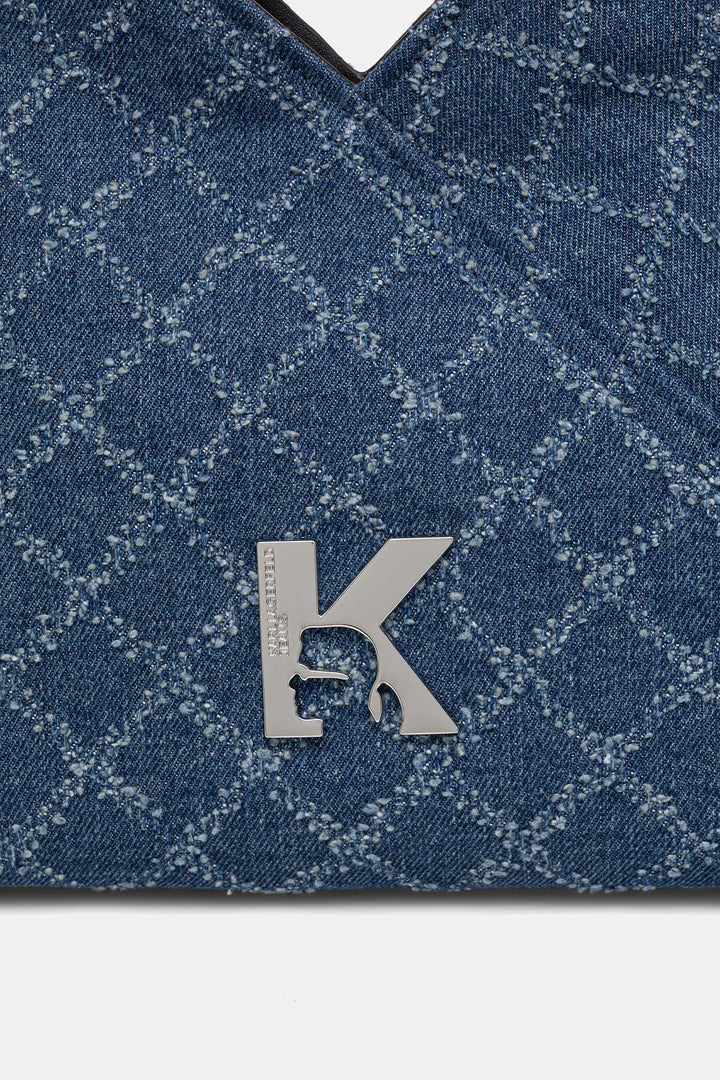 Karl Lagerfeld Geo Μικρή Denim Tote Τσάντα – Denim Grid – εναλλακτική όψη 4