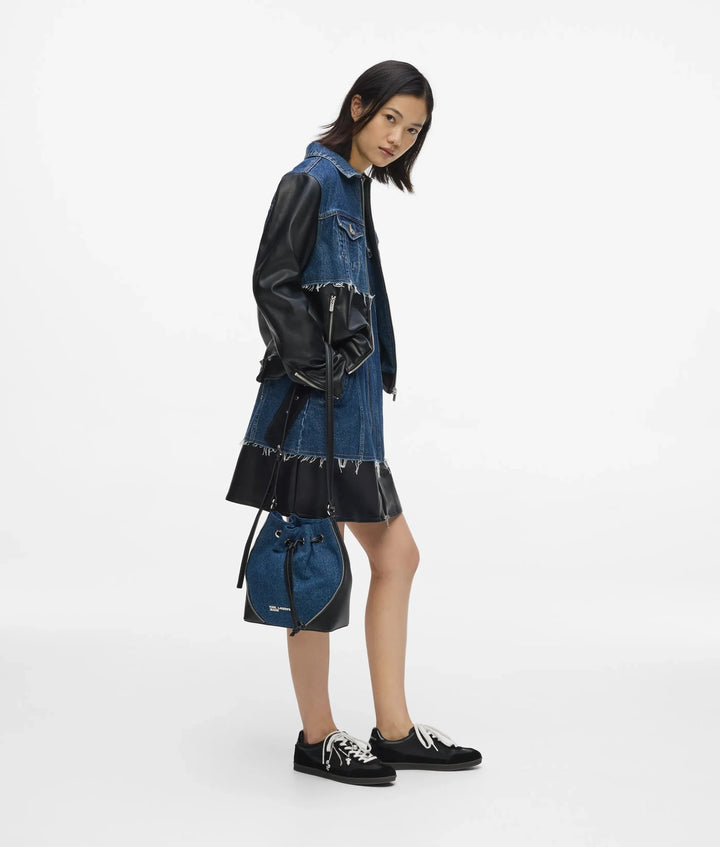Karl Lagerfeld Rebel Denim &amp; Faux-Leather Bucket Τσάντα – Σκούρο Μπλε/Μαύρο – εναλλακτική όψη 2