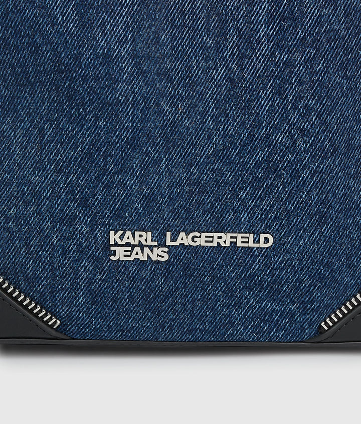 Karl Lagerfeld Rebel Denim &amp; Faux-Leather Bucket Τσάντα – Σκούρο Μπλε/Μαύρο – εναλλακτική όψη 5