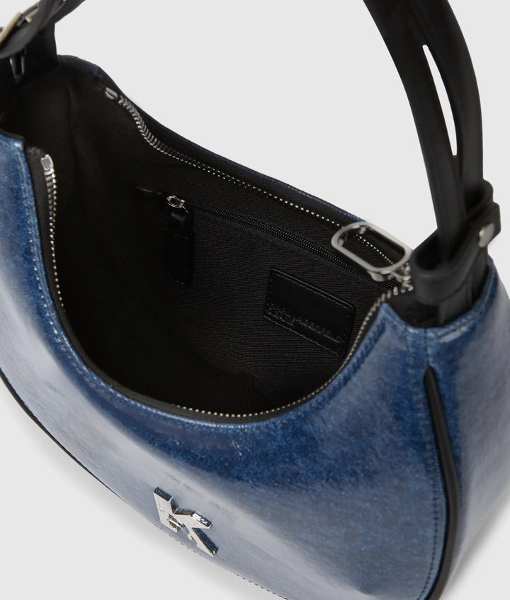 Karl Lagerfeld K Logo Half Moon Denim Τσάντα Ώμου – Washed Mid Blue – εναλλακτική όψη 3